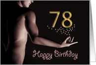78th Sexy Boy Birthday Golden Stars Black and White card
