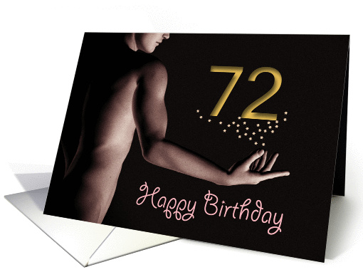 72nd Sexy Boy Birthday Golden Stars Black and White card (1204378)