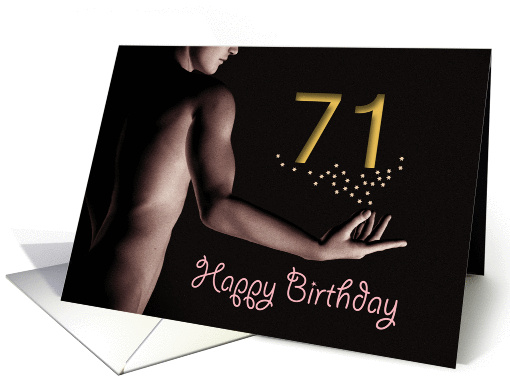 71st Sexy Boy Birthday Golden Stars Black and White card (1204380)