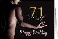 71st Sexy Boy Birthday Golden Stars Black and White card