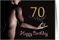 70th Sexy Boy Birthday Golden Stars Black and White card