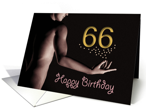 66th Sexy Boy Birthday Golden Stars Black and White card (1204392)