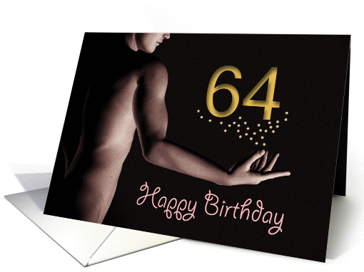 64th Sexy Boy Birthday Golden Stars Black and White card (1204398)