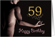 59th Sexy Boy Birthday Golden Stars Black and White card