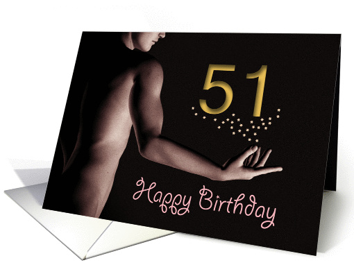 51st Sexy Boy Birthday Golden Stars Black and White card (1205298)
