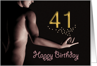 41st Sexy Boy Birthday Golden Stars Black and White card