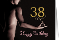 38th Sexy Boy Birthday Golden Stars Black and White card
