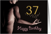 37th Sexy Boy Birthday Golden Stars Black and White card