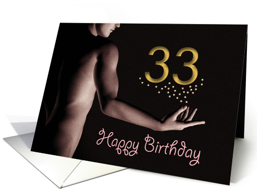 33rd Sexy Boy Birthday Golden Stars Black and White card (1205340)
