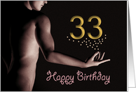 33rd Sexy Boy Birthday Golden Stars Black and White card