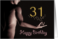 31st Sexy Boy Birthday Golden Stars Black and White card
