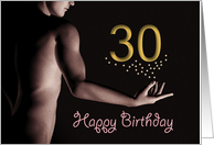 30th Sexy Boy Birthday Golden Stars Black and White card