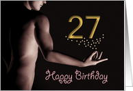 27th Sexy Boy Birthday Golden Stars Black and White card