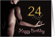 24th Sexy Boy Birthday Golden Stars Black and White card