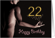 22nd Sexy Boy Birthday Golden Stars Black and White card