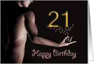 21st Sexy Boy Birthday Golden Stars Black and White card
