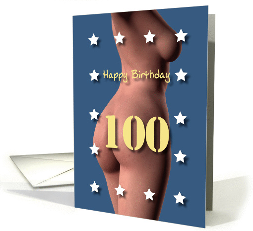 100th Sexy Girl Birthday Blue and White Stars card (1206002)