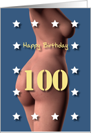 100th Sexy Girl Birthday Blue and White Stars card