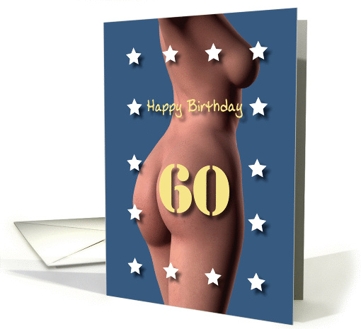 60th Sexy Girl Birthday Blue and White Stars card (1206024)