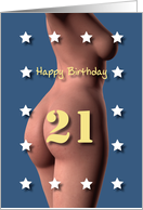 21st Sexy Girl Birthday Blue and White Stars card
