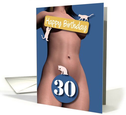 30th Sexy Girl Birthday Blue and Pink Cats card (1207588)