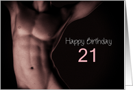 21st Sexy Boy Birthday Black and White card