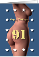 91st Sexy Girl Birthday Blue and White Stars card