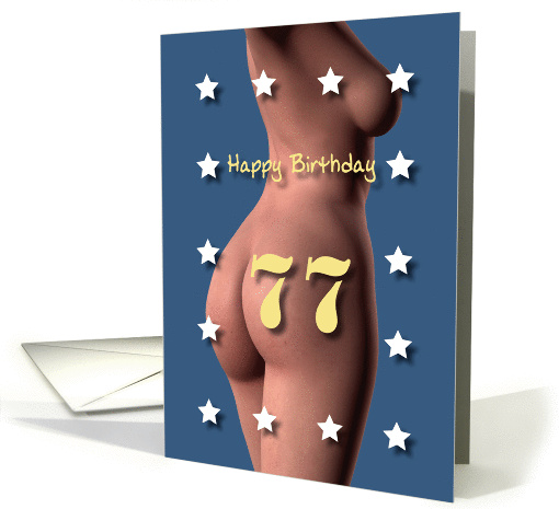 77th Sexy Girl Birthday Blue and White Stars card (1208046)