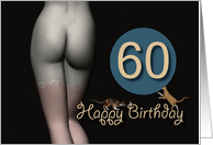 60th Birthday Sexy Girl with Stockings and playing Cats card