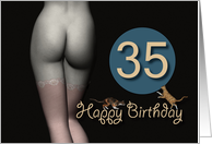 35th Birthday Sexy Girl with Stockings and playing Cats card