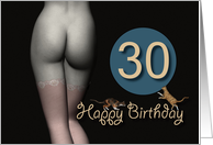 30th Birthday Sexy Girl with Stockings and playing Cats card