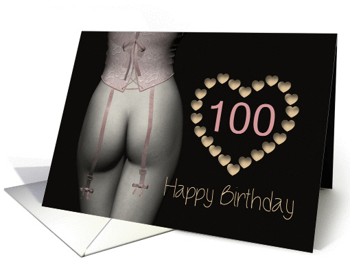 100th Sexy Birthday Corset Flowers Lingerie Golden Stars card