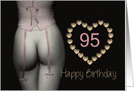 95th Sexy Birthday Corset Flowers Lingerie Golden Stars card