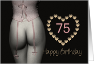 75th Sexy Birthday Corset Flowers Lingerie Golden Stars card