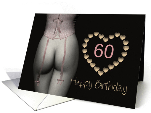 60th Sexy Birthday Corset Flowers Lingerie Golden Stars card (1209492)