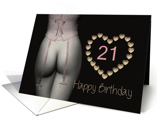 21st Sexy Birthday Corset Flowers Lingerie Golden Stars card (1209508)