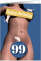 99th Sexy Girl Birthday Blue and Pink Cats card