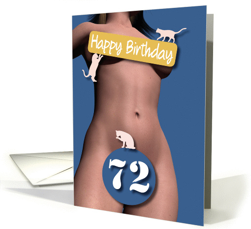 72nd Sexy Girl Birthday Blue and Pink Cats card (1212022)