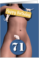 71st Sexy Girl Birthday Blue and Pink Cats card