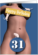 31st Sexy Girl Birthday Blue and Pink Cats card