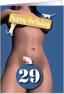 29th Sexy Girl Birthday Blue and Pink Cats card