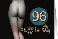 96th Birthday Sexy Girl with Stockings and playing Cats card