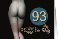 93rd Birthday Sexy Girl with Stockings and playing Cats card