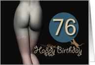 76th Birthday Sexy Girl with Stockings and playing Cats card