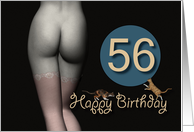 56th Birthday Sexy Girl with Stockings and playing Cats card