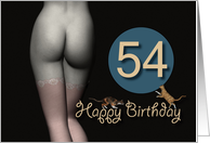 54th Birthday Sexy Girl with Stockings and playing Cats card