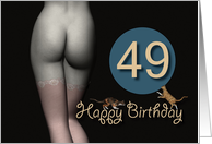 49th Birthday Sexy Girl with Stockings and playing Cats card