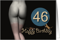 46th Birthday Sexy Girl with Stockings and playing Cats card