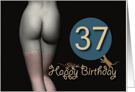 37th Birthday Sexy Girl with Stockings and playing Cats card