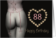 88th Sexy Birthday Corset Flowers Lingerie Golden Stars card